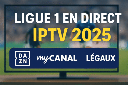 Fan français regardant la Ligue 1 2025 en streaming 4K sur IPTV légale (DAZN, myCANAL) – compatible Smart TV, mobile et box Android